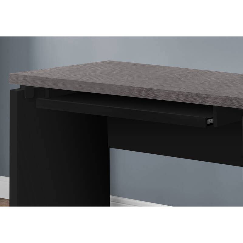 Contemporary 48" Laptop Desk with Pull-Out Keyboard Tray, Black and Grey Laminate for Home Office