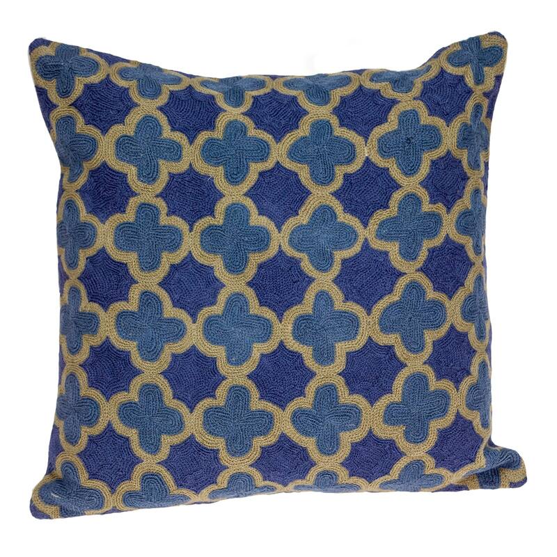 Quatrefoil Cotton Square Throw Pillow - 20" - Blue and Brown