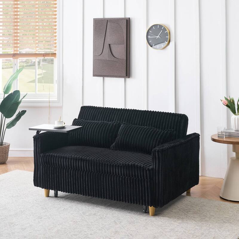 Pull Out Corduroy Sofa with USB Port