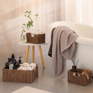 3-Pack Hand Woven Storage Basket Set, Wicker Baskets for Bathroom, Kitchen, Living Room - 5.12'' H X 12.99'' W X 9.45'' D