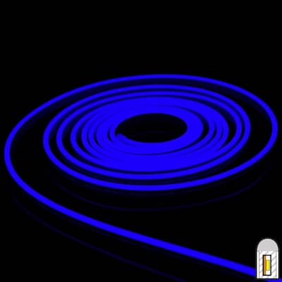 Blue 12V Mini LED Neon Strip Light Flexible Silicone Rope 16.4ft Dimmable Accent Lighting - 0.2 Inches x 0.51 Inches