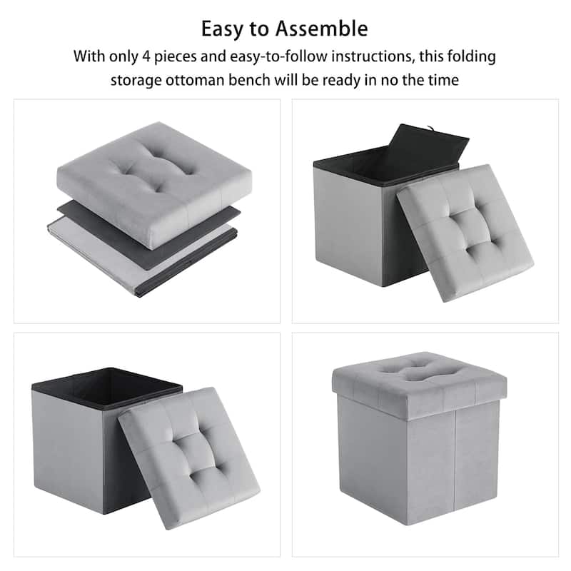 VECELO Modern Folding Tufted Square Storage Ottoman Foot Rest