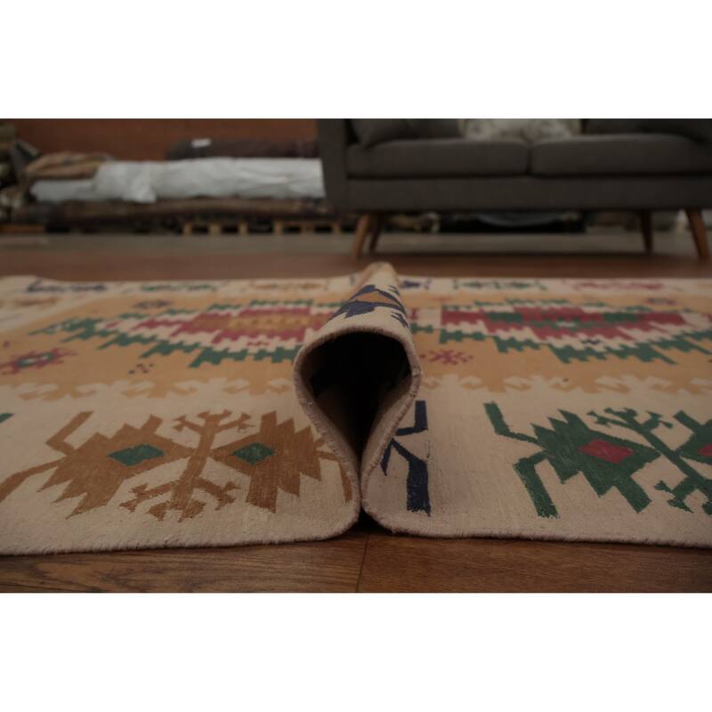 Hand Woven Oriental 100% Wool Carpet Southwestern Tribal Oranges & Rust Kilim Area Rug - 6' 4'' X 4' 4''