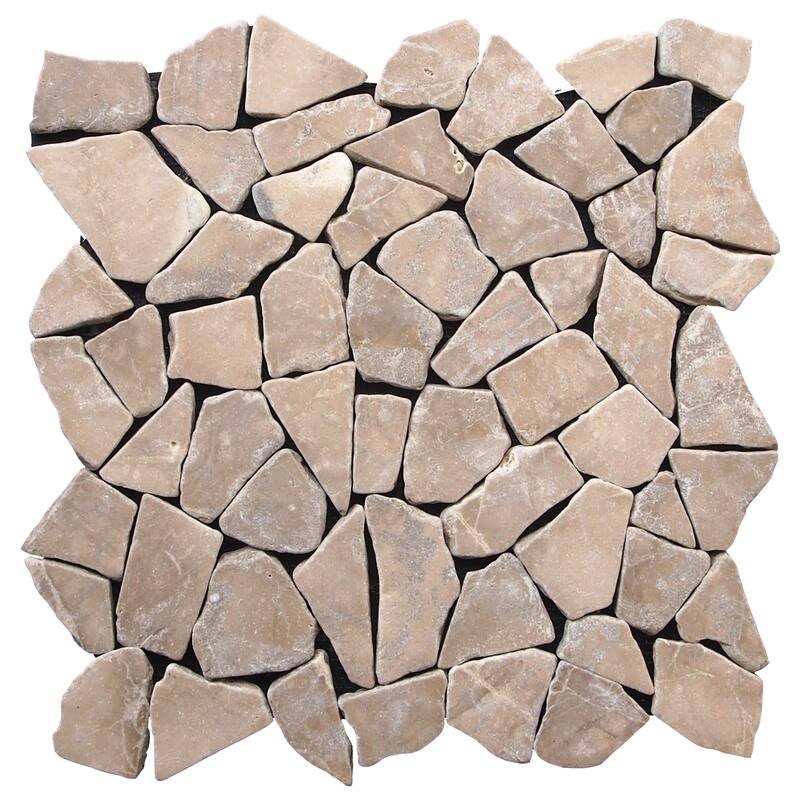 Fit Mosaic 11 in. x 11 in. Marble Mesh-Mounted Mosaic Wall and Floor Tile - Tan - 11 in. x 11 in.