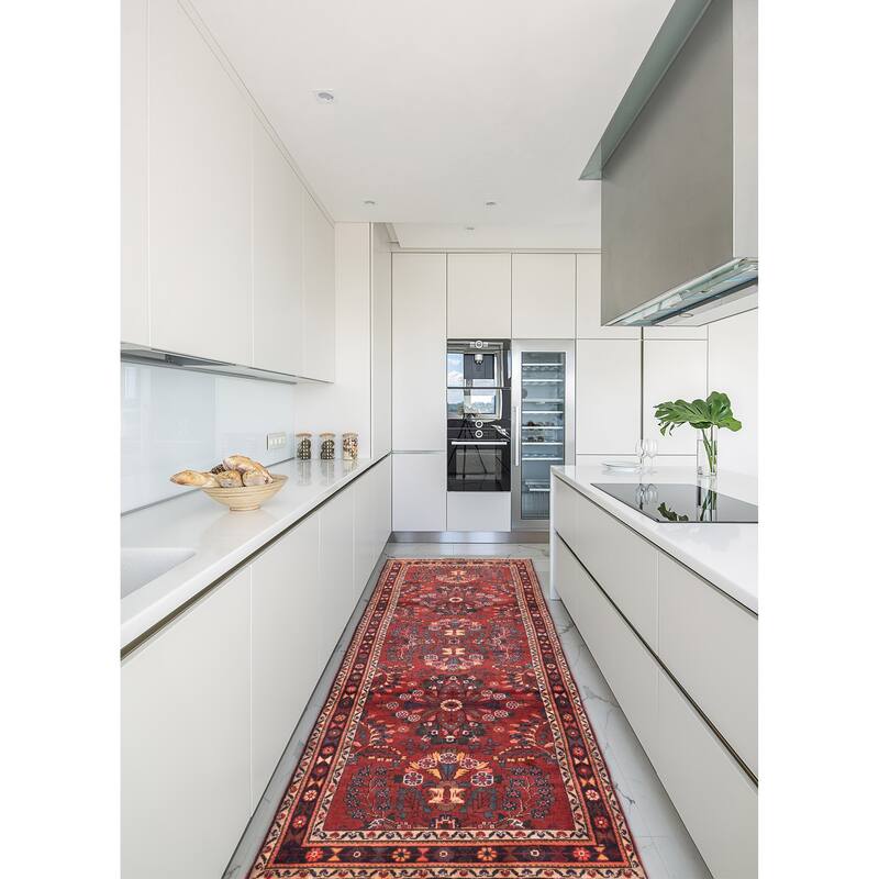 ECARPETGALLERY Hand-knotted Andelz Dark Red Wool Rug - 3'7 x 9'9