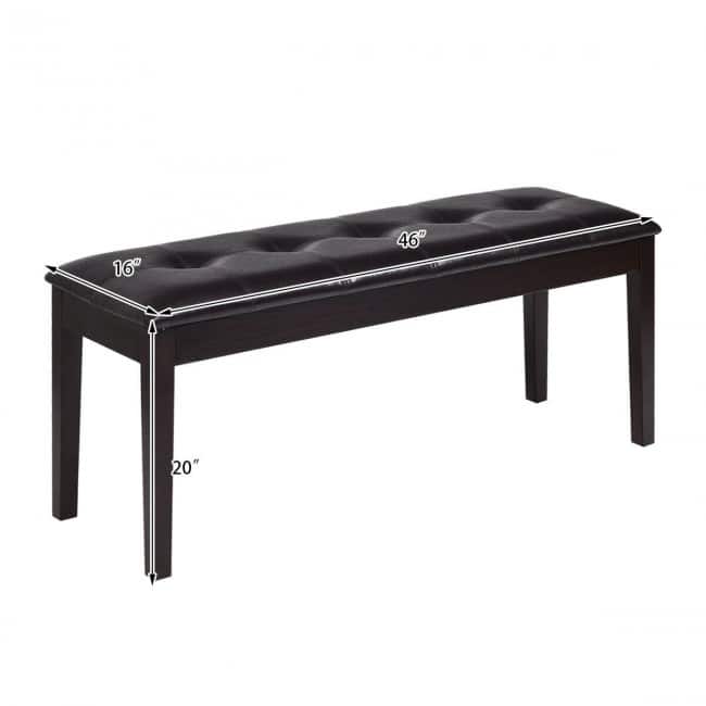 Upholstered Dining Room PU Bench Solid Wood Button Tufted - 46" x 16" x 20" (L x W x H)