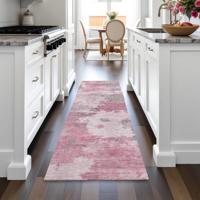 Machine Washable Indoor/Outdoor Abstract Blend Chantille Rug