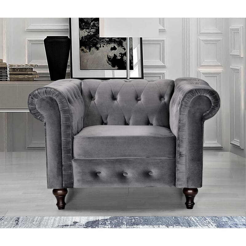 Brooks Classic Chesterfield 3-Piece Living Room Set-Chair Loveseat & Sofa