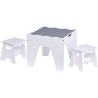 Kids Construction Play Table with 2 Chairs Set,Lego Table with Storage ...