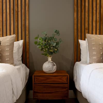 Battery Operated Pre-Lit Eucalyptus Artificial Stem Spray- 2' - Warm White LED Lights - Set of 3