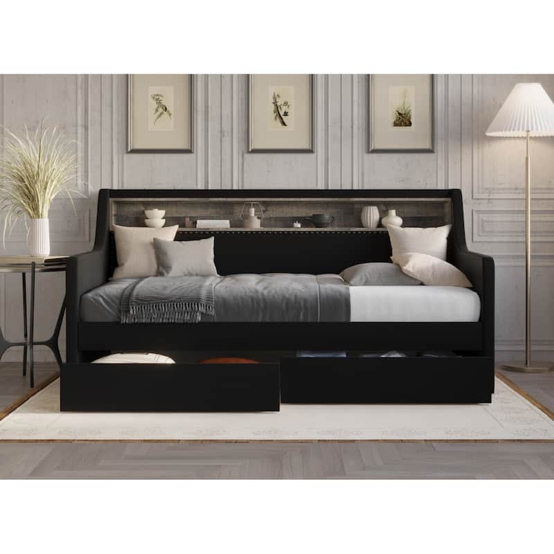 Brianna Upholstered Twin Daybed - Black