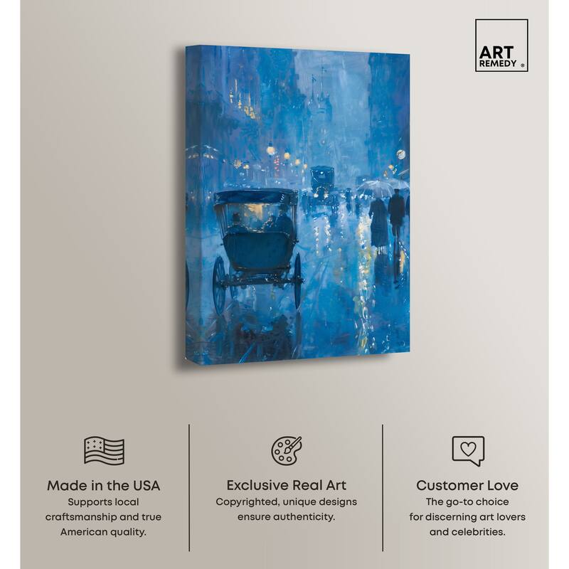 Art Remedy London Nights Gallery Wrapped Impressionism 1 Piece Canvas Wall Art /Monet And Van Gogh Inspired Art
