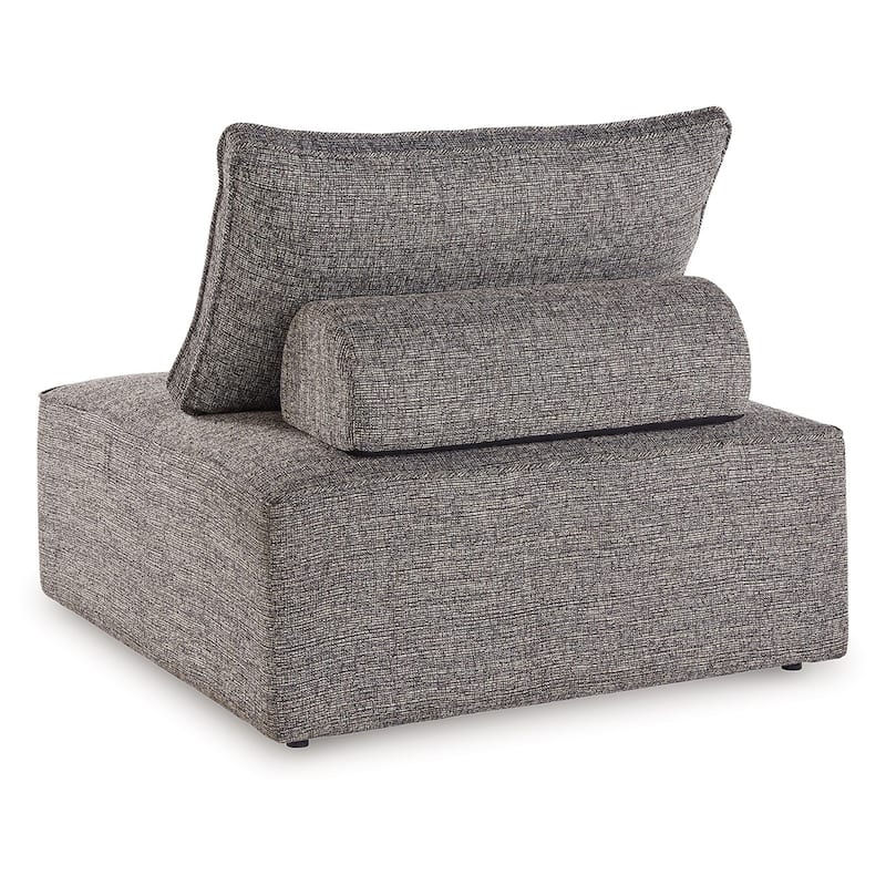 Lily 38 Inch Outdoor Lounge Chair, Armless Cushioned Seat, Brown Finish