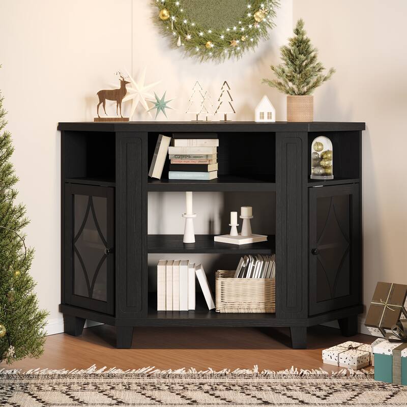 Corner TV Stands for TVs up to 55'', Media Console Table with Adjustable Shelves