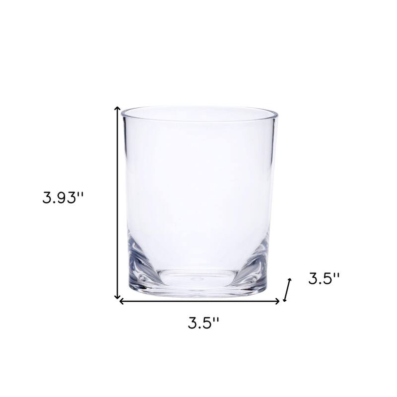 HomeRoots Set of Four Clear Tritan Plastic Stemless Whiskey Glass - 3.50 in. x 3.93 in. x 3.50 in.