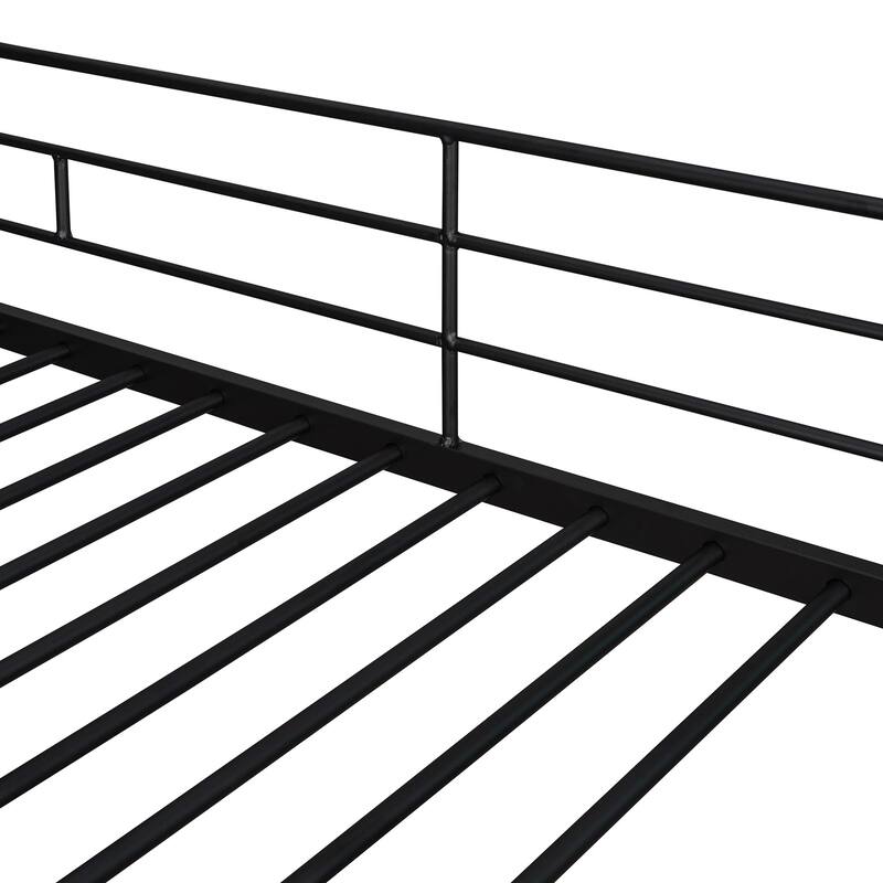 Twin Over Low Loft Bed Frame with Rolling Desk and Shelves,Twin Size Metal Bed with Steel Slat Supports,for Teens Kids Child