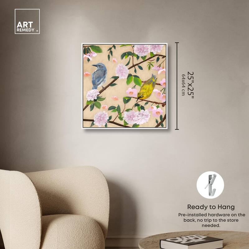 Birds Cuddle Canvas by Art Remedy