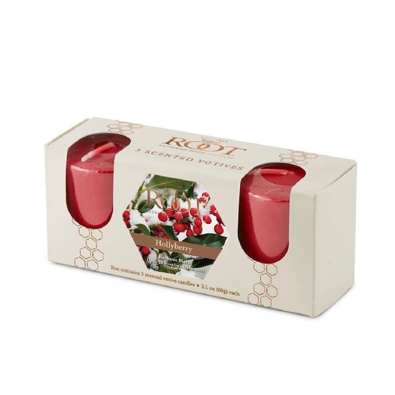 ROOT Candles Scented 20 Hr. Votive, Hollyberry, box of 3 ea.