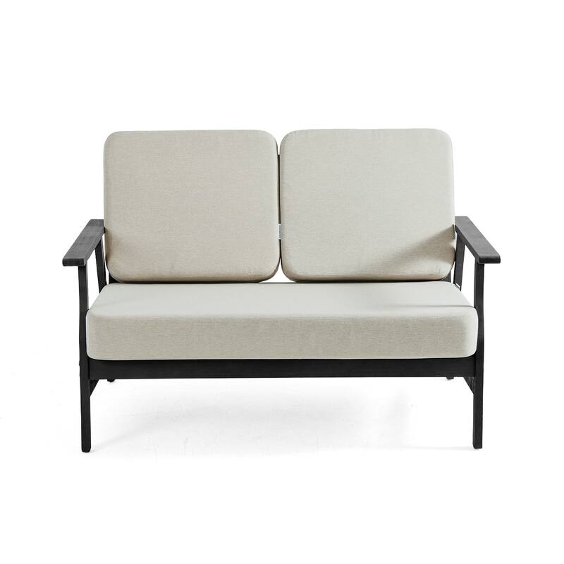 Casual Wood Cushioned 5-Piece Outdoor Patio Conversation Set