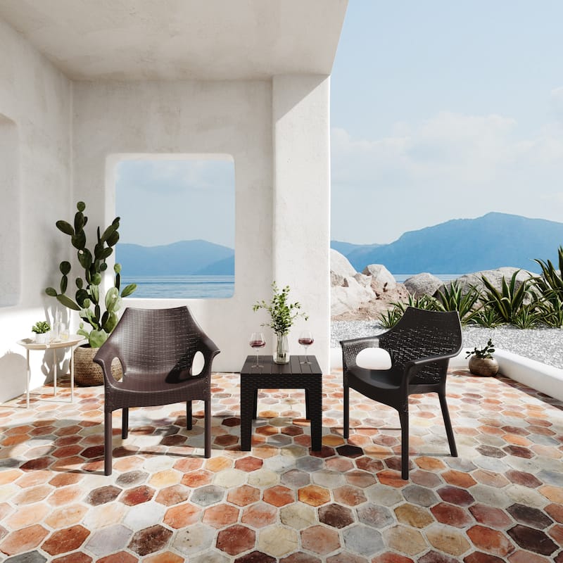Carina Chairs and Trillia Table Set - Brown