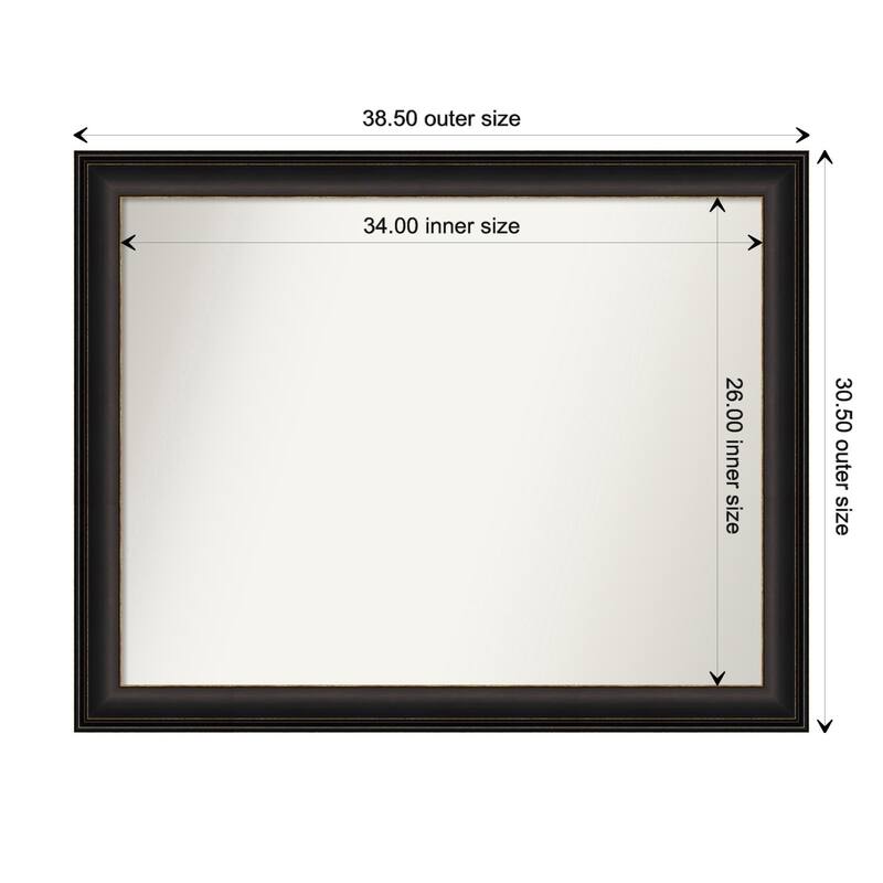 Trio Oil Rubbed Bronze Framed Non-Beveled Custom Wall Mirror, Bathroom Vanity Mirror - Outer Size: 38.5 x 30.5