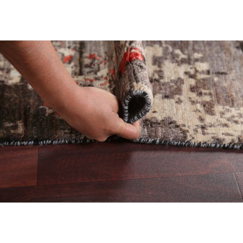 Vegetable Dye Wool/ Silk Abstract Modern Area Rug Hand-knotted Carpet - 6'6" x 9'9"