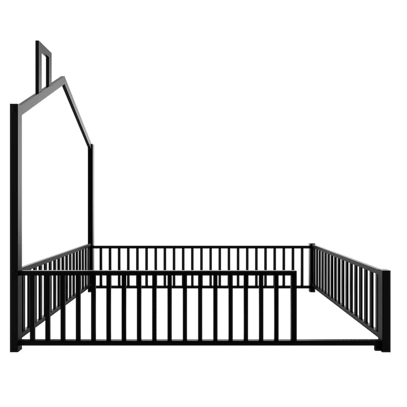 Full Metal Platform Bed with Guardrails & Chimney Design