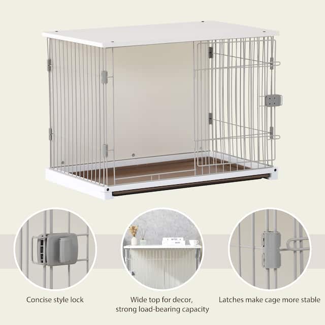 Nestfair 34" White Dog Crate with Movable Salver and Wide Table Top