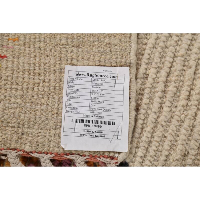 Geometric Striped Moroccan Area Rug Handmade Wool Carpet - 5'9"x 9'8"