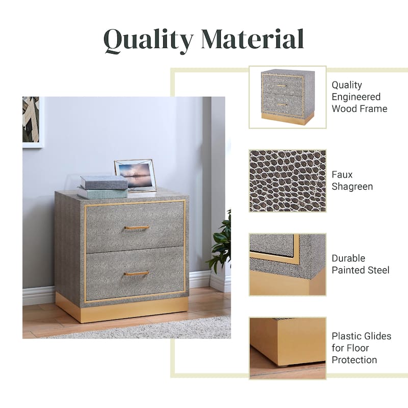 NPD Furniture Edinburgh 2 Drawer Faux Shagreen End table
