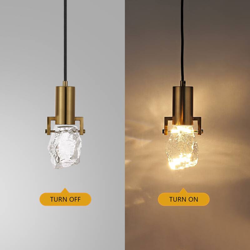 WINGBO 1-Light Modern Crystal Pendant Light Fixture Height Adjustable Hanging Light