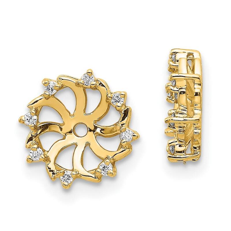 Curata 14k Yellow Gold Polished Diamond Earrings jacket - 12x10mm Wide