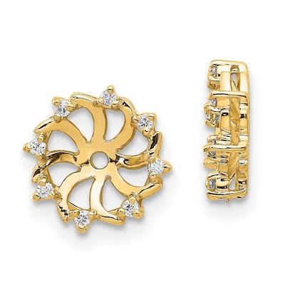 Curata 14k Yellow Gold Polished Diamond Earrings jacket - 12x10mm Wide