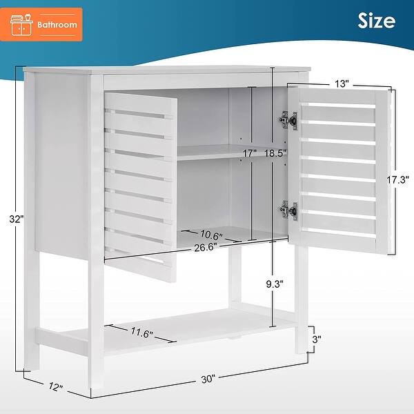 Ivinta Slim Floor Standing Bathroom Storage Cabinet, MDF - Grey