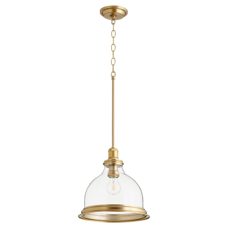 Quorum International 12" Wide Pendant - Aged Brass / Clear