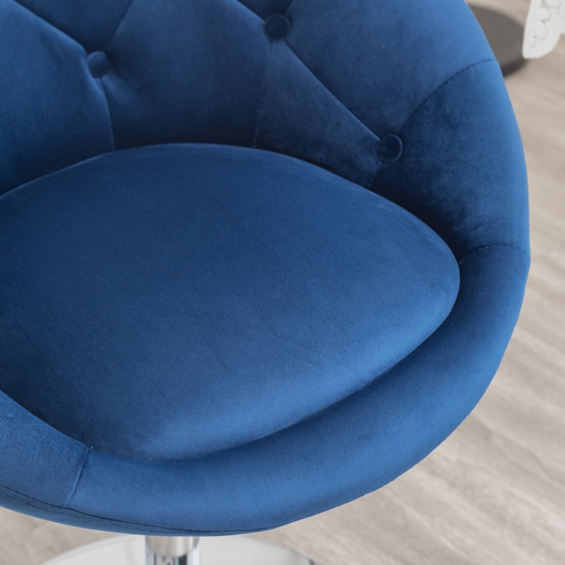 Blue Modern 28.25" Velvet Swivel Button Tufted Accent Chair with Hydraulic Base