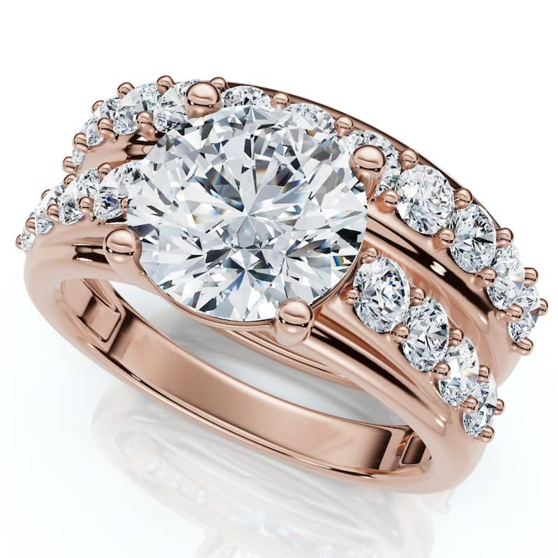 Bliss Diamond Certified 2 1/2Ct Diamond Engagement Wedding Ring Set Gold Lab Grown - 5 - Rose