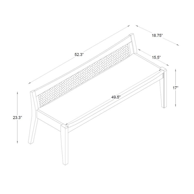 Low Profile Framed Cane Bench - 52.5" - Brown