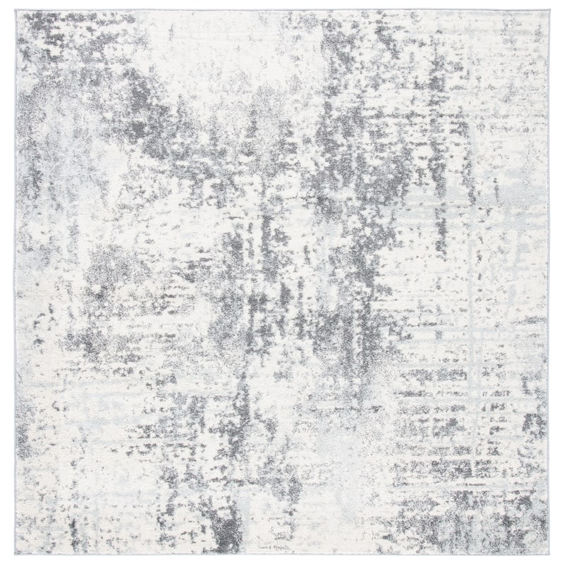 SAFAVIEH Tulum Emmaline Modern Abstract Rug - 6'7" Square - Ivory/Charcoal