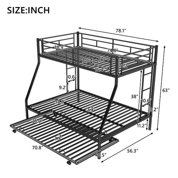 dimension image slide 0 of 3, Sturdy and long-lasting Metal Bunk Bed with Multiple Choices, Two-side Ladders