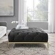 preview thumbnail 6 of 14, Corvus Kamdon Tufted Velvet Chesterfield Square Ottoman with Gold leg Black