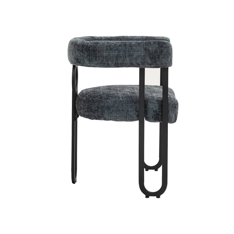Mid-Century 2-Piece Barrel Side Chairs Dining Chair Armchair with Curved Backrest,Grey