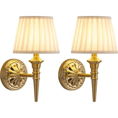 2 pack wall light gold, beige hallway light metal, fabric bedroom light