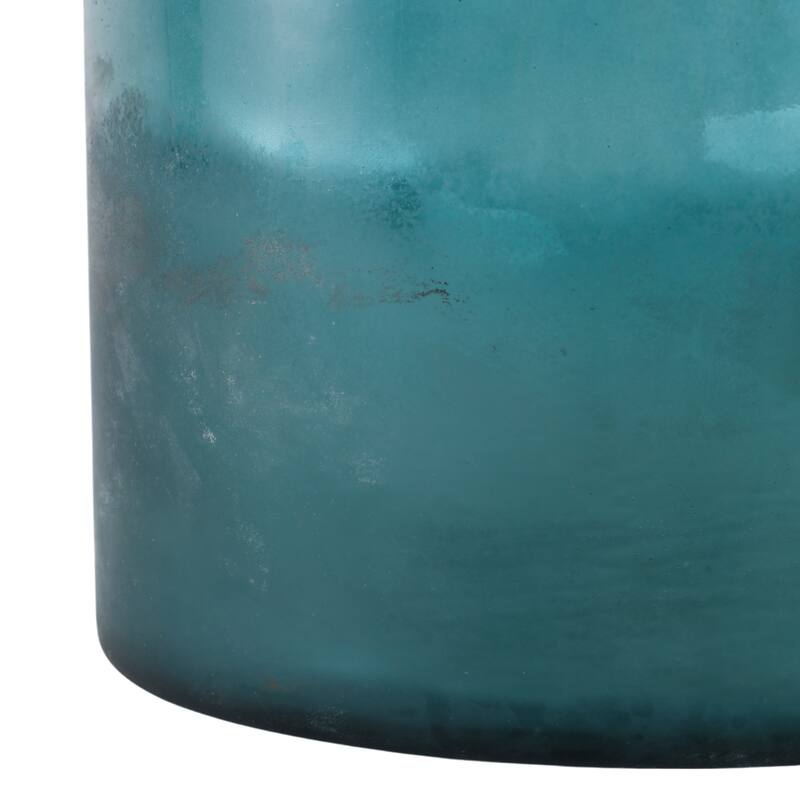 Glass Frosted Bottom Hurricane Candle Holder - Blue