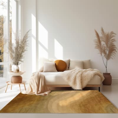 Hand-tufted Wool Gold Contemporary Abstract Morono Rug - 7'9" x 9'9"