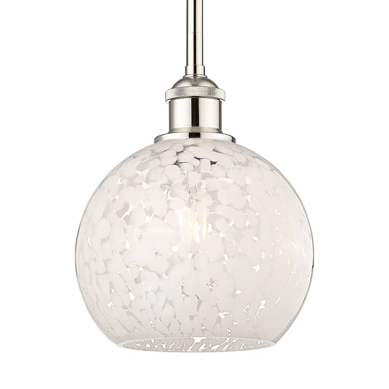 Innovations Lighting 616-1S 10 8 White Mouchette Pendant White - Polished Nickel