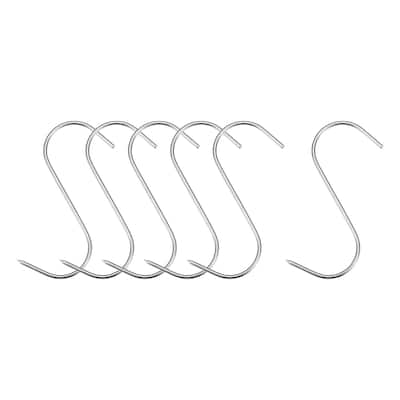 Meat Hooks, Stainless Steel S-Hook, Meat Processing for Chicken 6Pcs - Silver Tone