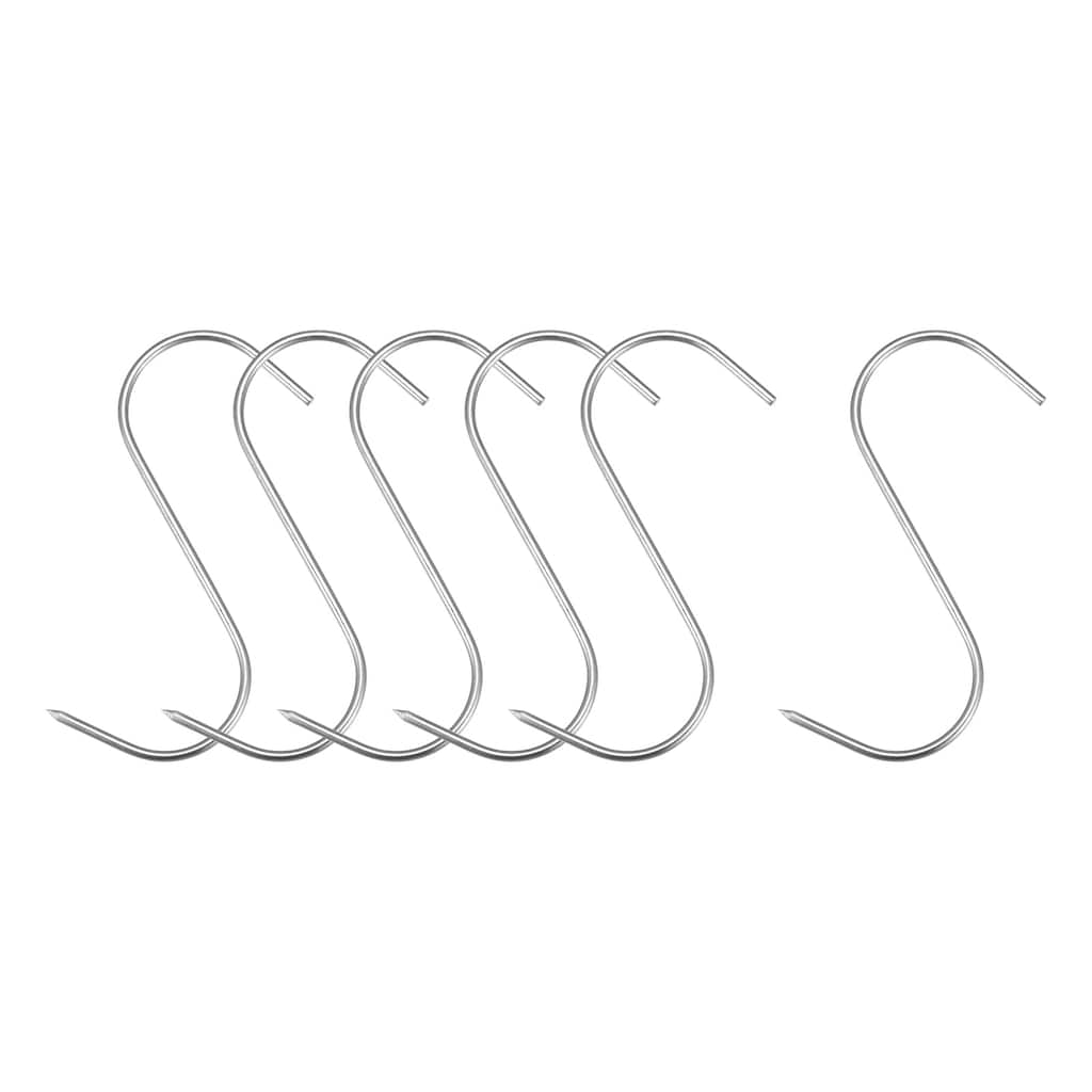 Meat Hooks, Stainless Steel S-Hook, Meat Processing for Chicken 6Pcs - Silver Tone