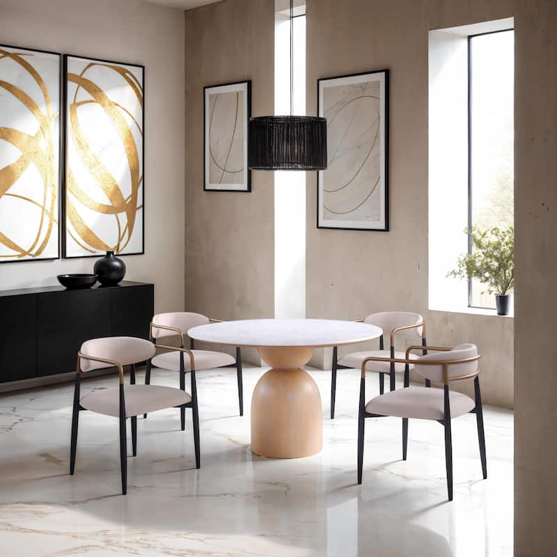 Furniture of America Darcy Modern 5-Piece Natural Wood Round Dining Table Set - Natural