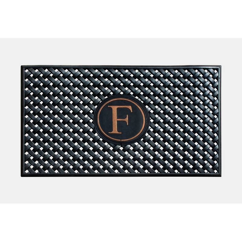 A1HC 100% Pure Rubber Monogrammed Front Door Mat 24" x39" Indoor Outdoor Doormat - F